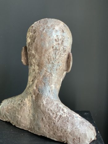 Tête d'homme sculpté - terre cuite - pièce unique - sculpture
