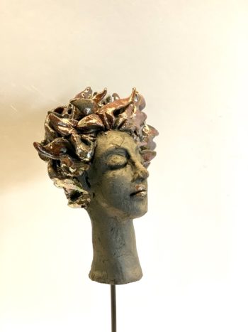 raku sculpture visage portrait femme lyon