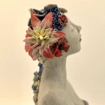 profil femme sculpture fleurs lyon claire michelini