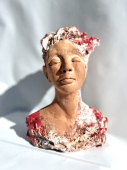 expression visage sculpture femme buste terre céramique lyon