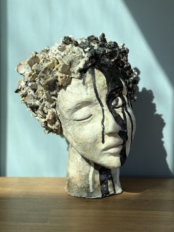 pièce unique sculpture femme tête céramique lyon