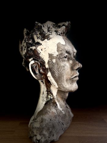 profil d'homme sculpture terre cuite et céramique pièce unique claire michelini